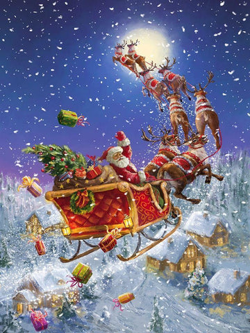 Santas Sleigh White Modern Wood Framed Art Print with Double Matting by Corti, Marcello