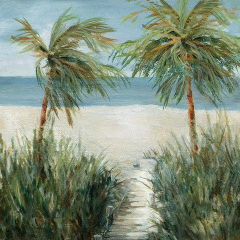 Sandy Beachwalk Black Modern Wood Framed Art Print with Double Matting by Robinson, Carol