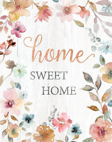 Home Sweet Home White Modern Wood Framed Art Print with Double Matting by Robinson, Carol