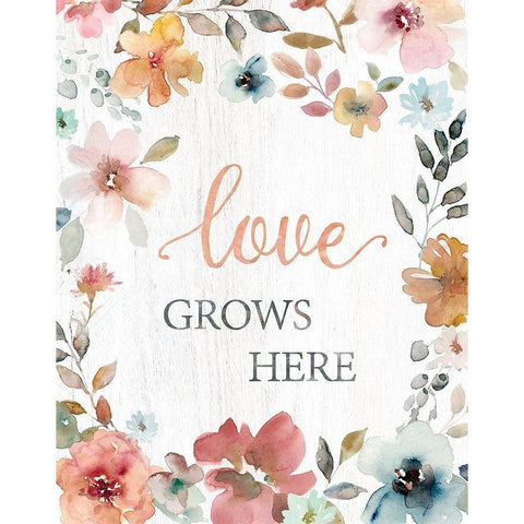 Love Grows Here Gold Ornate Wood Framed Art Print with Double Matting by Robinson, Carol