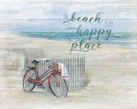 Beach Happy Place White Modern Wood Framed Art Print with Double Matting by Manning, Ruane