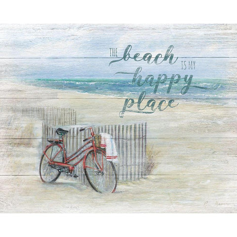 Beach Happy Place Black Modern Wood Framed Art Print by Manning, Ruane