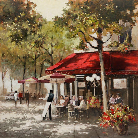 Paris Al Fresco Black Modern Wood Framed Art Print with Double Matting by Orme, E. Anthony