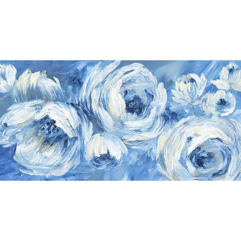 Contemporary Blue and White Black Modern Wood Framed Art Print by Nan