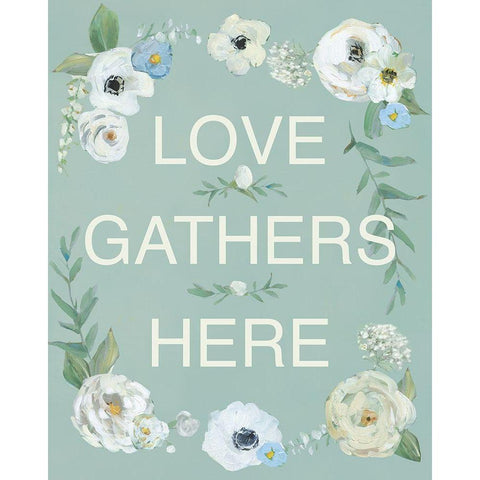 Love Gathers Black Modern Wood Framed Art Print with Double Matting by Swatland, Sally