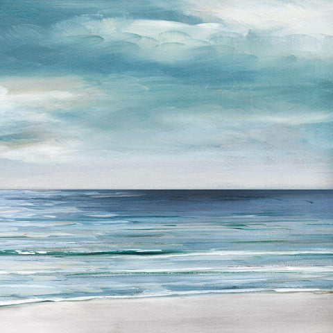 Blue Silver Shore - Detail II White Modern Wood Framed Art Print by Swatland, Sally