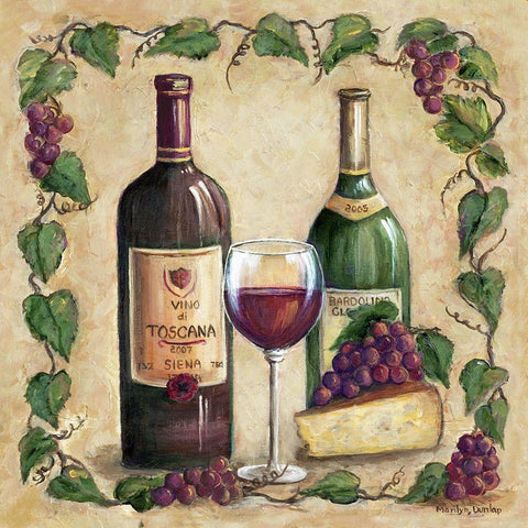 Vino Di Toscana White Modern Wood Framed Art Print with Double Matting by Dunlap, Marilyn