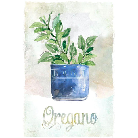 Potted Oregano Black Modern Wood Framed Art Print with Double Matting by Robinson, Carol