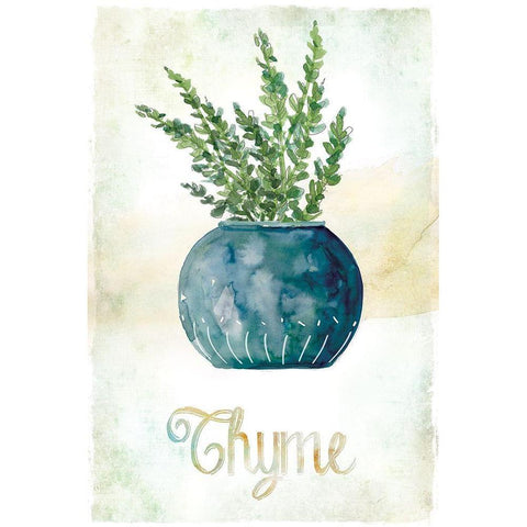 Potted Thyme Black Modern Wood Framed Art Print with Double Matting by Robinson, Carol