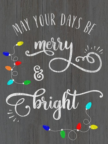 Merry and Bright Black Ornate Wood Framed Art Print with Double Matting by CAD Designs