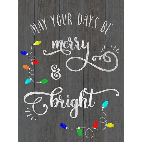 Merry and Bright Black Modern Wood Framed Art Print by CAD Designs