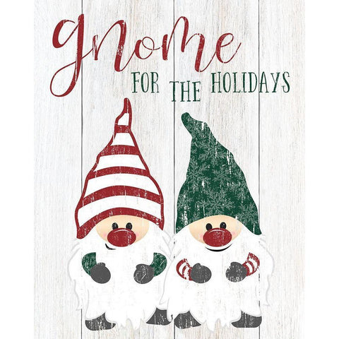 Gnome For The Holidays Black Modern Wood Framed Art Print with Double Matting by CAD Designs