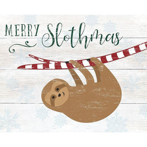 Merry Slothmas Black Modern Wood Framed Art Print by CAD Designs