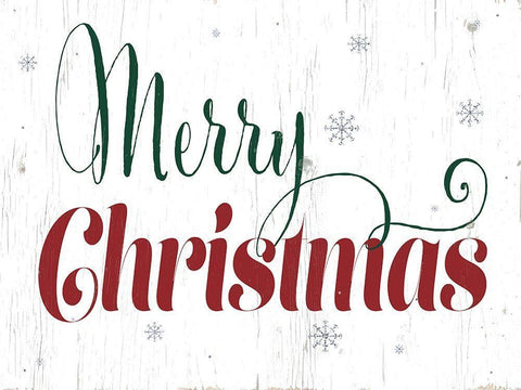Merry Christmas White Modern Wood Framed Art Print with Double Matting by CAD Designs