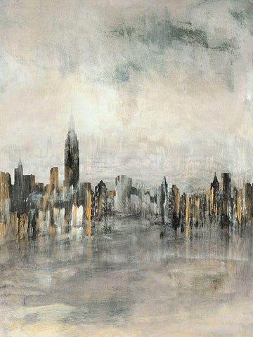 City Lights White Modern Wood Framed Art Print with Double Matting by Jill, Susan