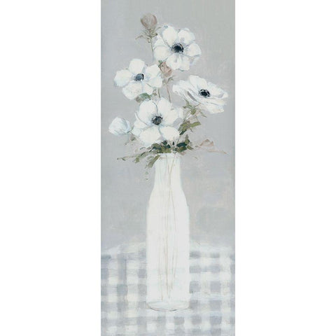 Gingham Anemone I White Modern Wood Framed Art Print by Swatland, Sally