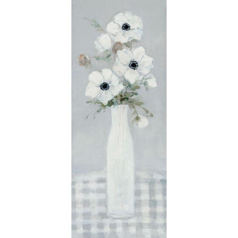 Gingham Anemone II White Modern Wood Framed Art Print by Swatland, Sally