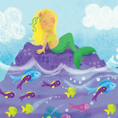 Mermaid Play I White Modern Wood Framed Art Print by Mitchell, Melanie