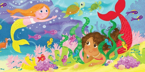 Mermaid Play III White Modern Wood Framed Art Print with Double Matting by Mitchell, Melanie