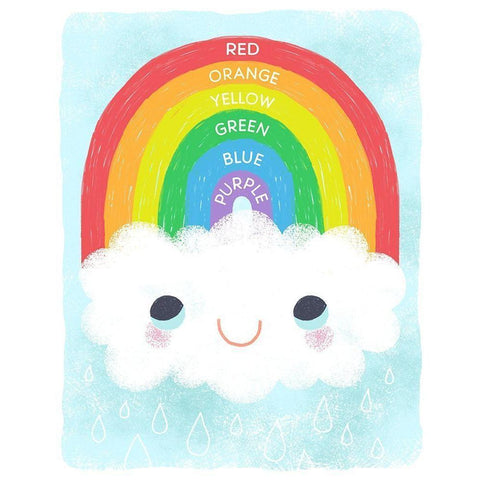 Rainbow Colors White Modern Wood Framed Art Print by Doyle, Lizzy