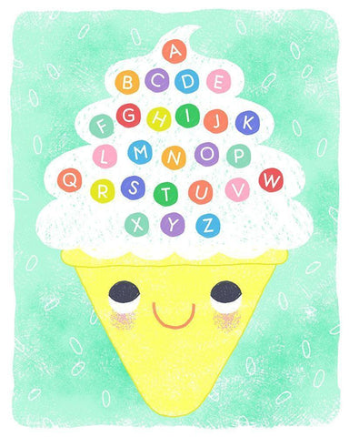 Ice Cream Alphabet Black Ornate Wood Framed Art Print with Double Matting by Doyle, Lizzy