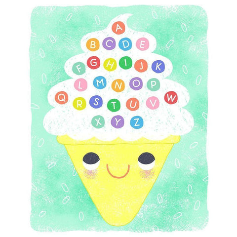 Ice Cream Alphabet Black Modern Wood Framed Art Print by Doyle, Lizzy