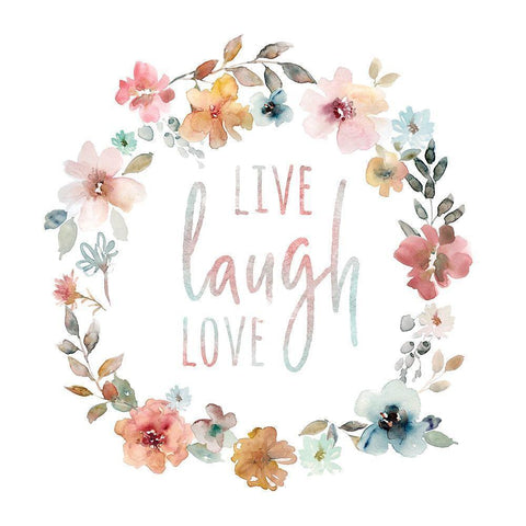 Live Laugh Love White Modern Wood Framed Art Print by Robinson, Carol