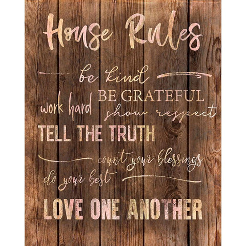 House Rules Gold Ornate Wood Framed Art Print with Double Matting by CAD Designs