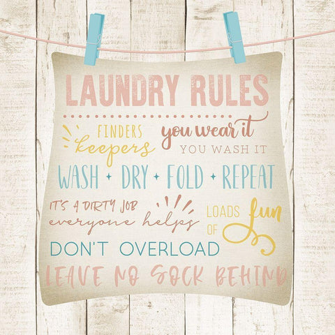 Laundry Rules Black Ornate Wood Framed Art Print with Double Matting by CAD Designs