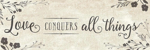 Love Conquers White Modern Wood Framed Art Print with Double Matting by Murray, Amanda