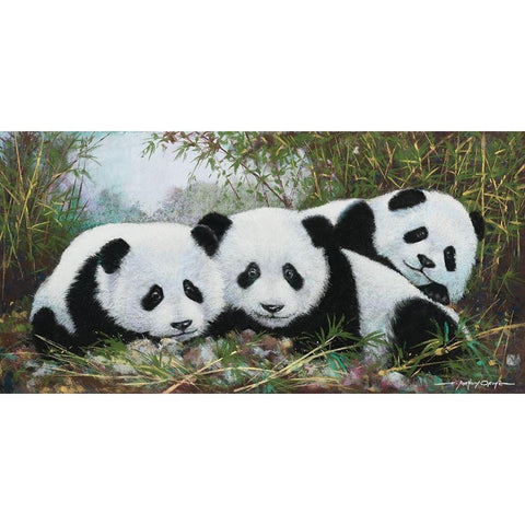 Panda Play Gold Ornate Wood Framed Art Print with Double Matting by Orme, E. Anthony