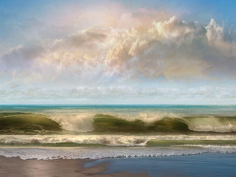 Beach Break White Modern Wood Framed Art Print with Double Matting by Calascibetta, Mike