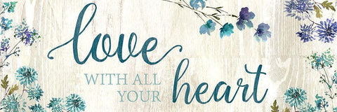 Love With All Your Heart White Modern Wood Framed Art Print with Double Matting by Knutsen, Conrad