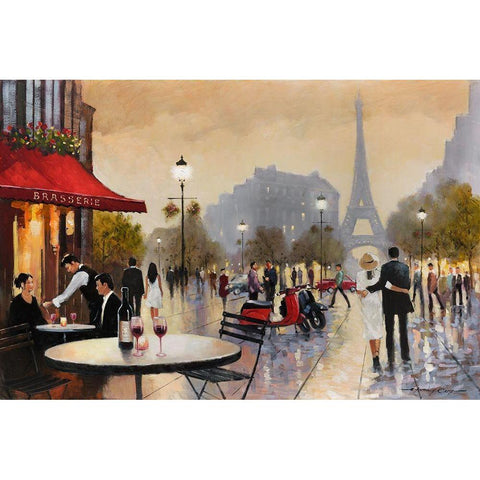 Paris Stroll Black Modern Wood Framed Art Print with Double Matting by Orme, E. Anthony