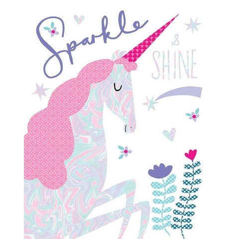 Sparkle Unicorn Gold Ornate Wood Framed Art Print with Double Matting by Pepper, Charlotte