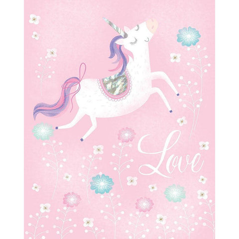 Love Unicorn Gold Ornate Wood Framed Art Print with Double Matting by Hanton, Sophie