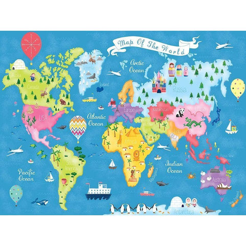 Trip Around The World White Modern Wood Framed Art Print by Hanton, Sophie