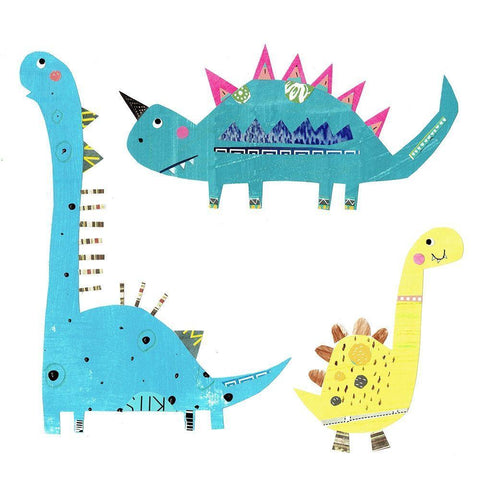 Dino Trio White Modern Wood Framed Art Print with Double Matting by Pope, Kate and Elizabeth