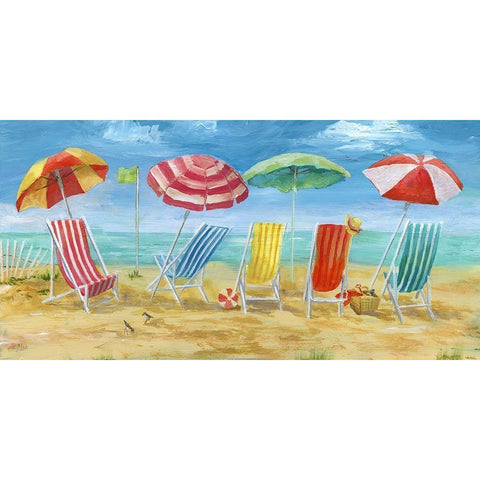 Bright Beach Chairs White Modern Wood Framed Art Print by Nan