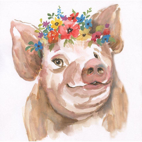 Royal Pig White Modern Wood Framed Art Print by Nan