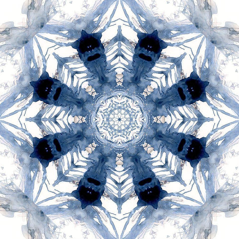 Indigo Kaleidoscope III White Modern Wood Framed Art Print by Nan