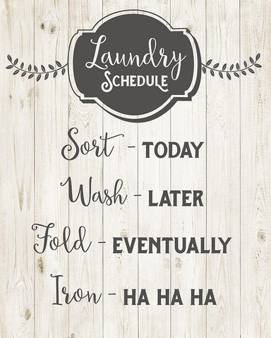 Laundry Schedule White Modern Wood Framed Art Print with Double Matting by Murray, Amanda