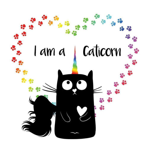 Caticorn Black Modern Wood Framed Art Print with Double Matting by Murray, Amanda