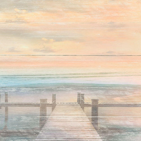 The Beach is Calling White Modern Wood Framed Art Print with Double Matting by Calascibetta, Mike