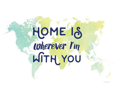 Home is World Map White Modern Wood Framed Art Print with Double Matting by Murray, Amanda