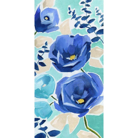 Blue Modern Garden II Black Modern Wood Framed Art Print with Double Matting by Nan