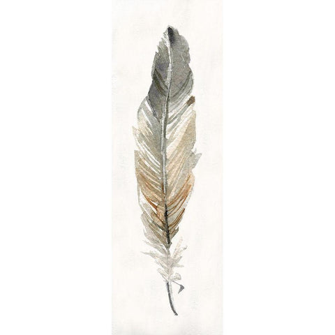 Neutral Feather I Gold Ornate Wood Framed Art Print with Double Matting by Robinson, Carol
