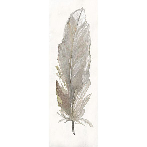 Neutral Feathers III White Modern Wood Framed Art Print by Robinson, Carol