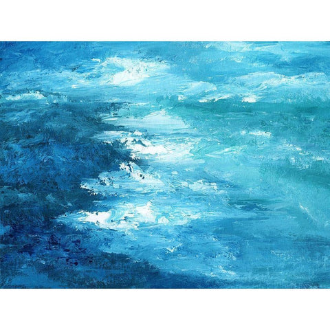 Crashing Waves I Black Modern Wood Framed Art Print with Double Matting by Nan