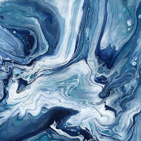 Blue Sea Agate Black Modern Wood Framed Art Print by Craven, Katrina